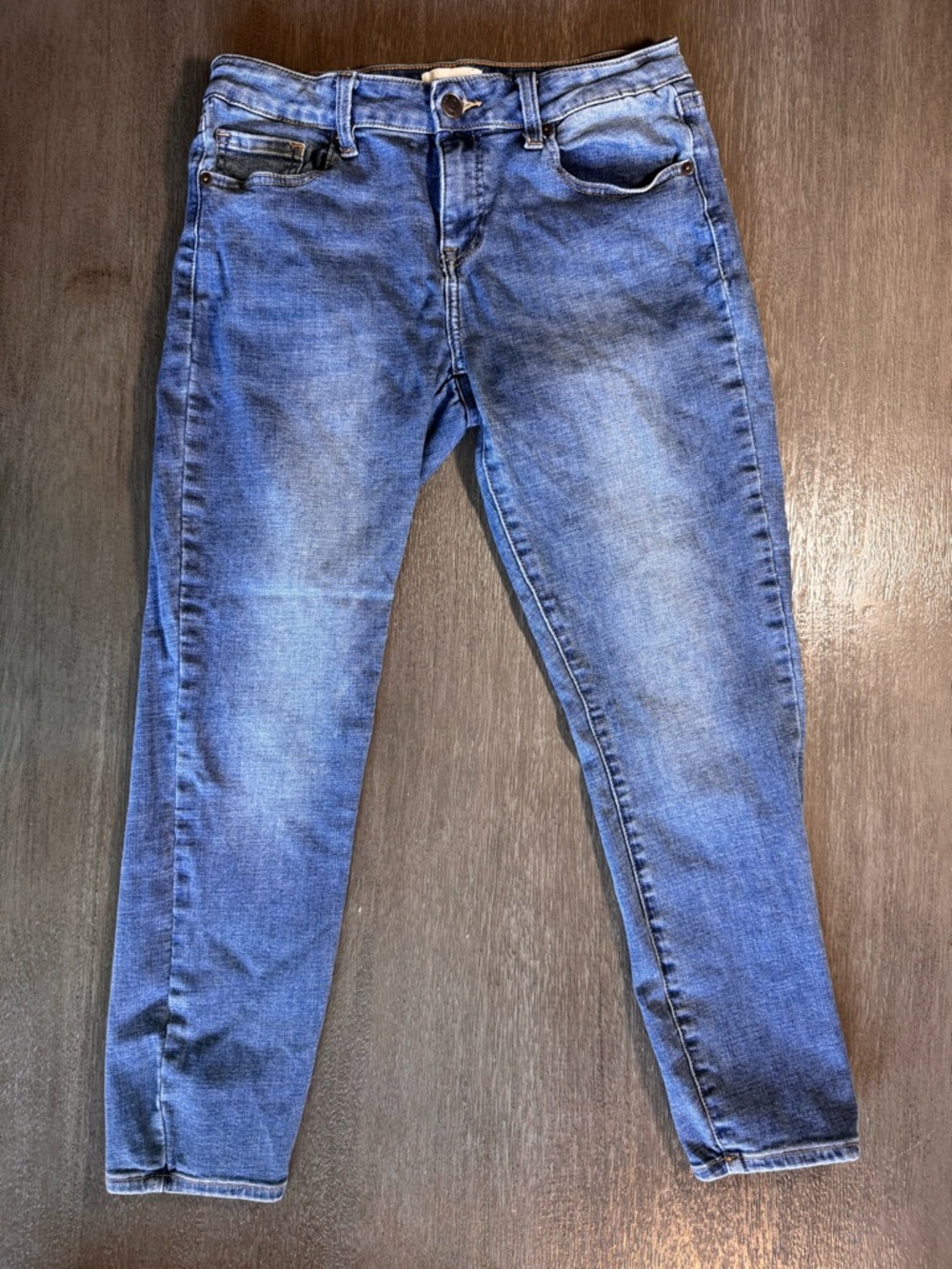 Pistola Jeans Mid Rise Slim Straight Leg 28 Blue Denim